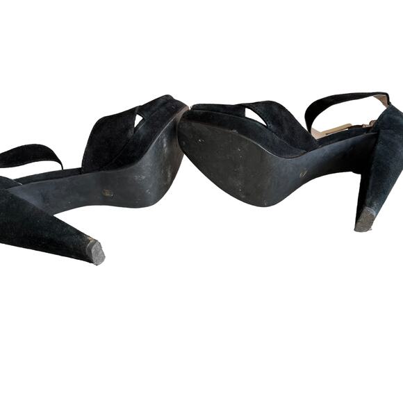 Michael Kors sky high Suede platform Heels Ankle strap detail Black 6.5 - Picture 9 of 9